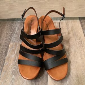Lucky Brand Strappy Black Wedge Heel